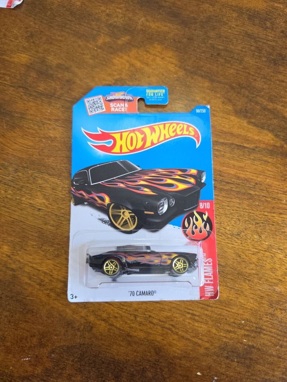 Hot Wheels 70 Chevy Camaro Black Gold HW Flames 8/10 Diecast Muscle Car New